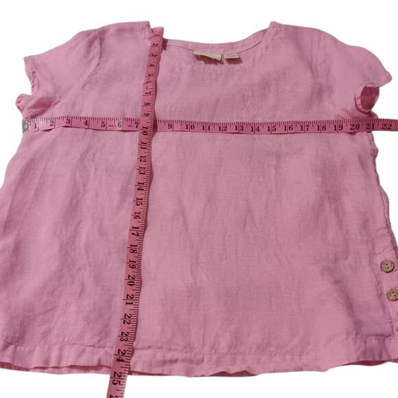 CYNTHIA ROWLEY 100%‎ Linen Top Blouse M Lightweight Pink Summer Layering Natural - Picture 3 of 10
